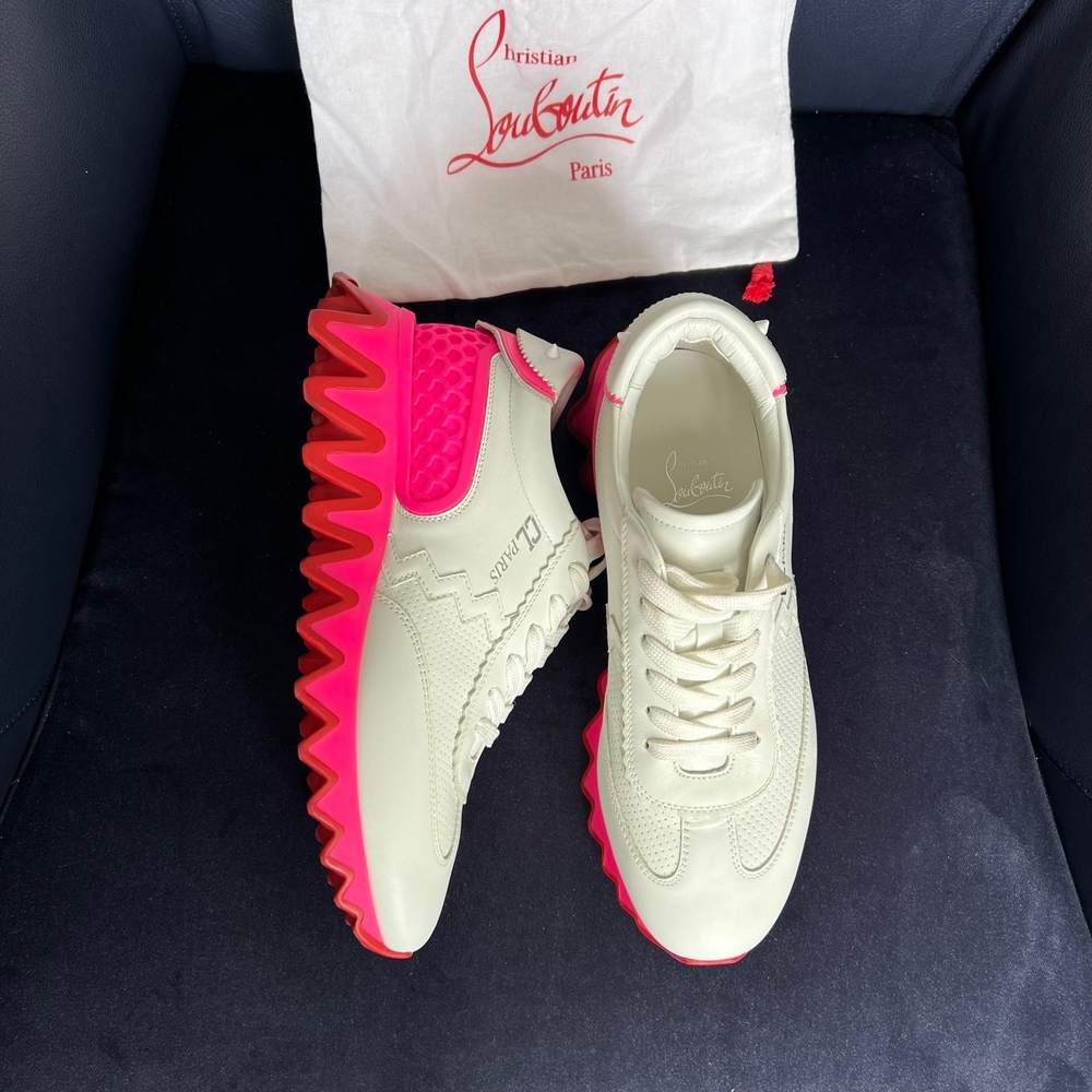 Christian Louboutin Women's Cream and Pink Sneakers